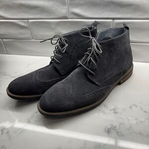 Bruno Marc Mens 12 Suede Leather Wingtip Ankle Boots Dress Casual Gray‎